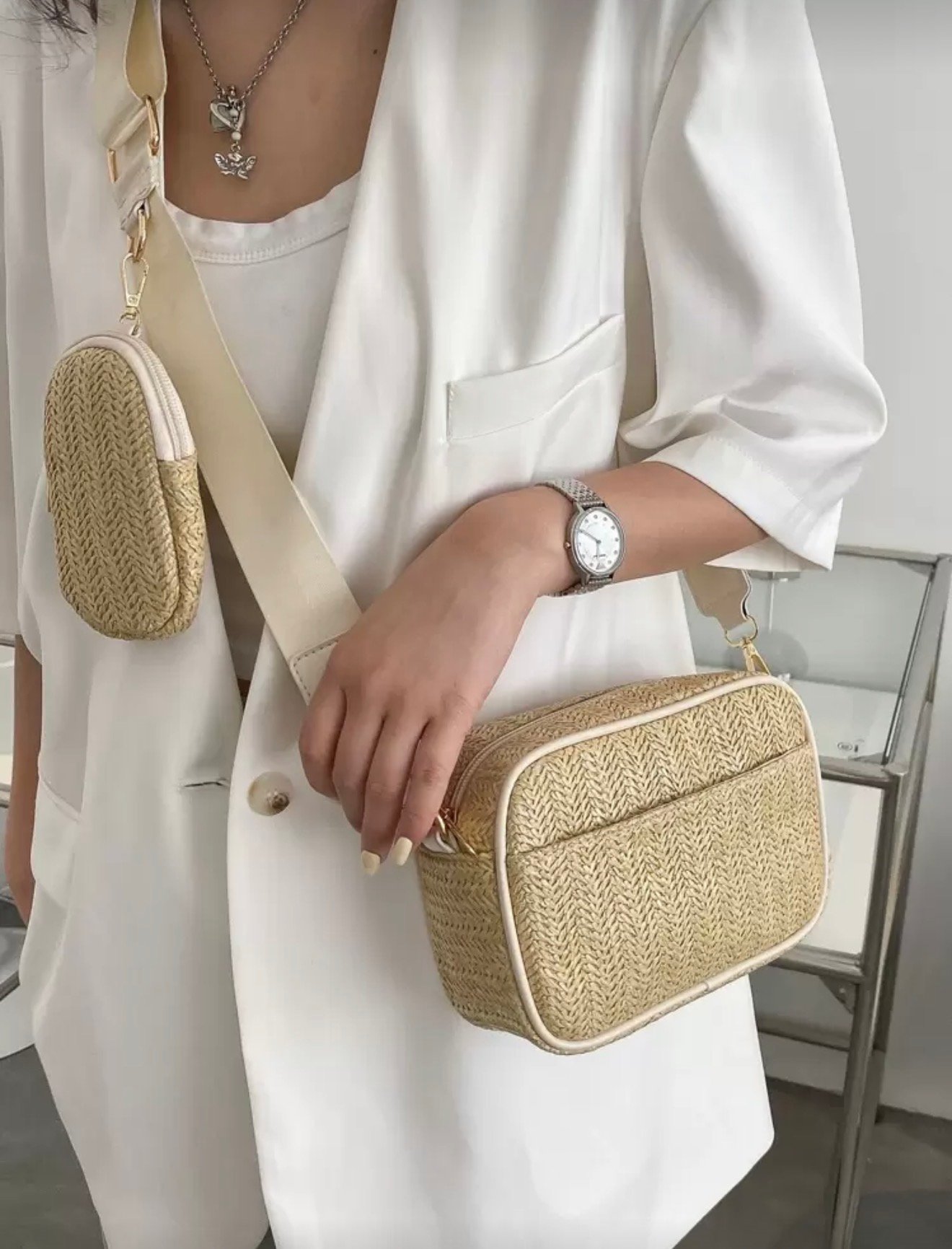 MENSAJERA RAFIA CON MONEDERO PEQUENO