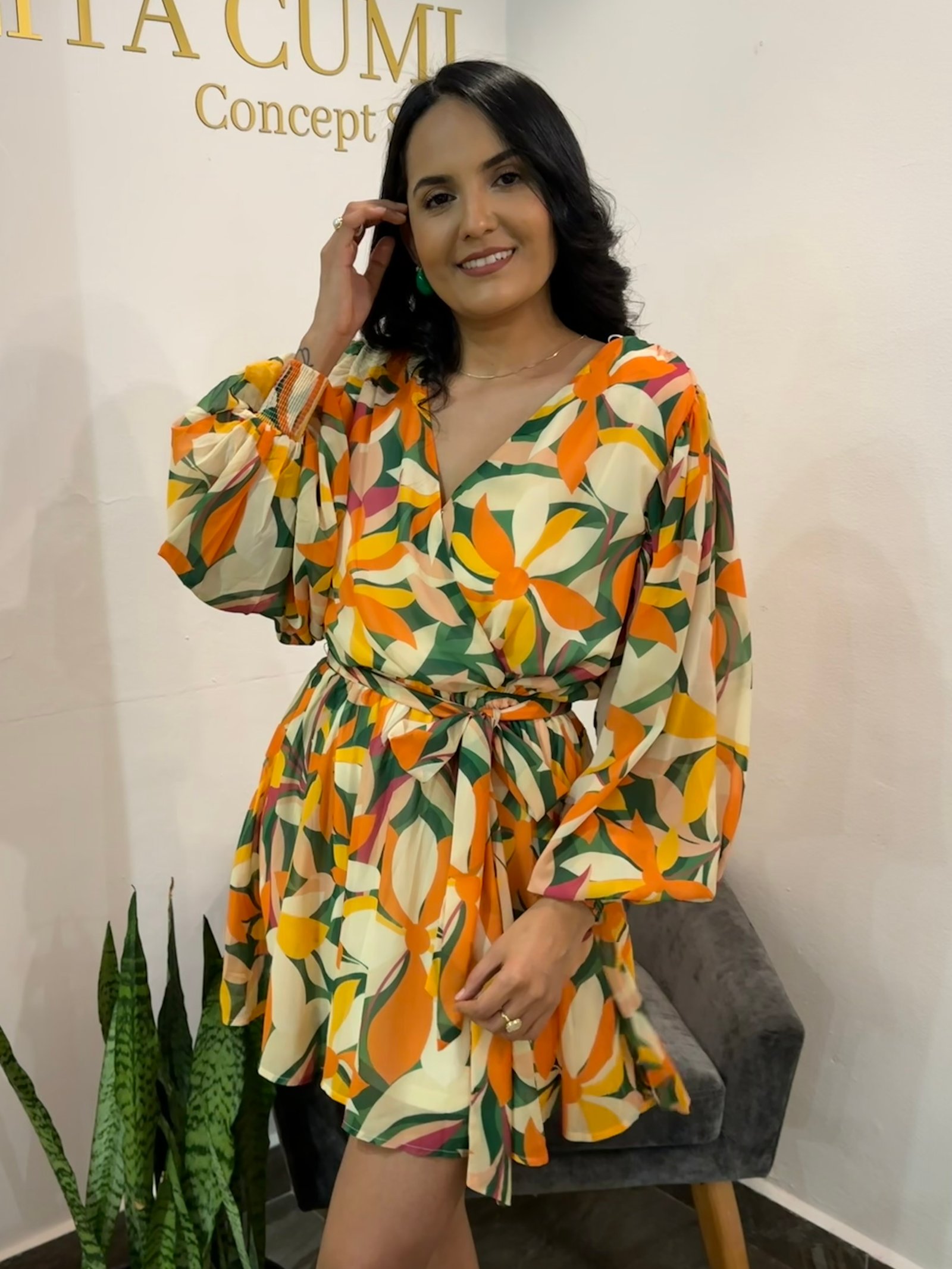 VESTIDO MINI MANGA LARGA COLORES