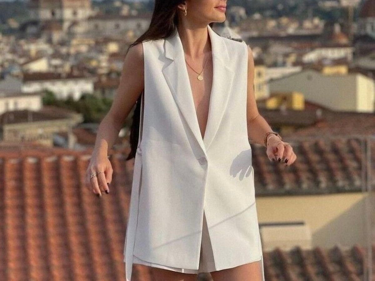 BLAZER SIN MANGAS BLANCO TALLA L