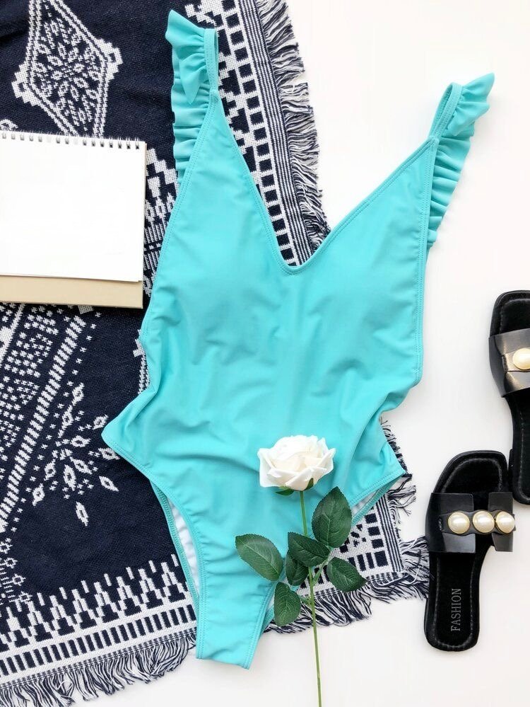 TRAJE DE BAÑO UNA PIEZA AZUL TURQUEZA TALLA L