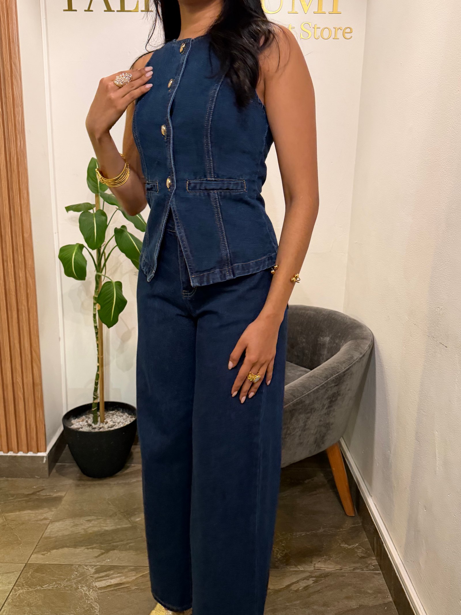 CONJUNTO JEAN PANTALON Y CHALECO