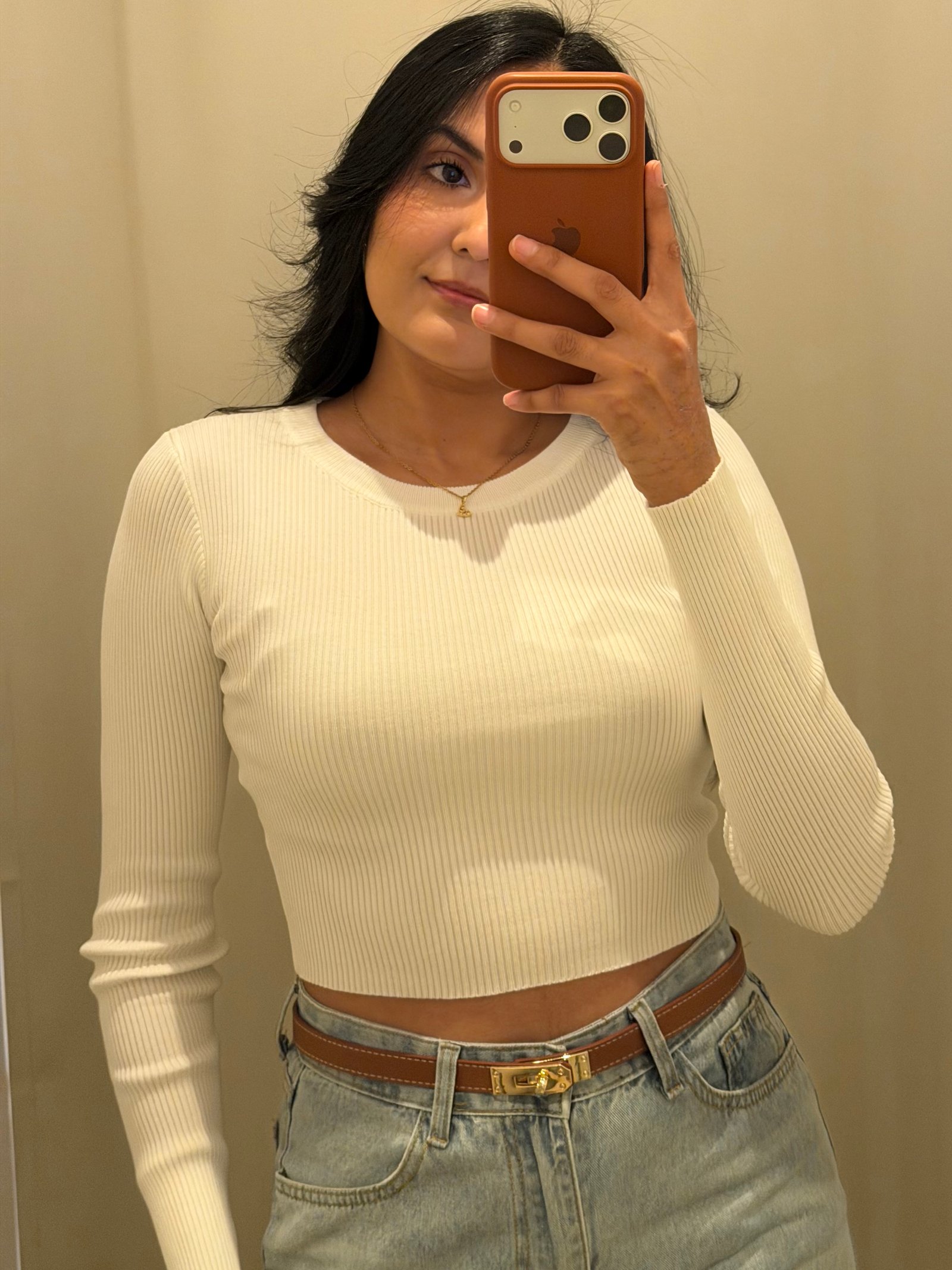 SUETER CROP MANGA LARGA TW