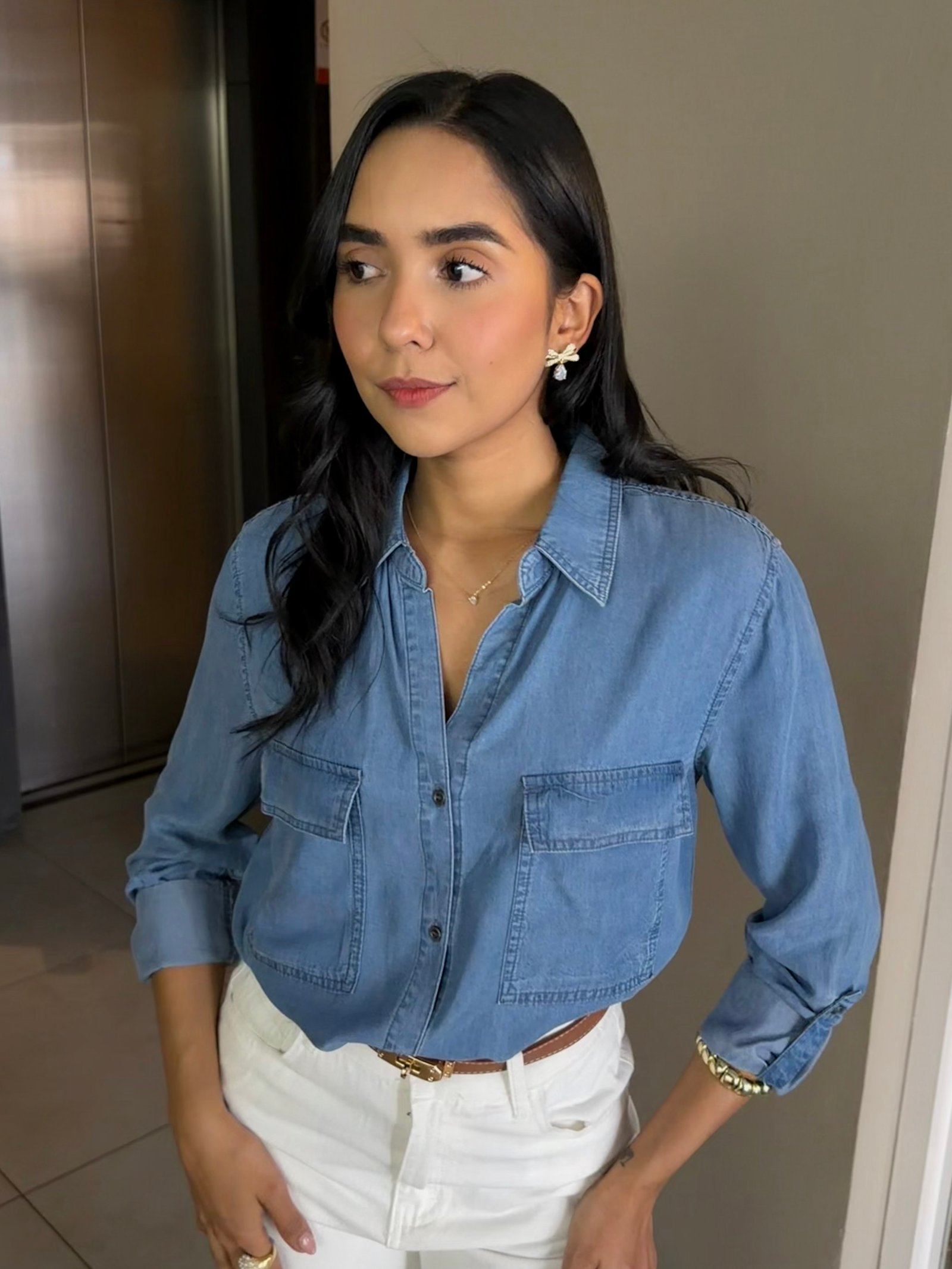 CAMISA DENIM MANGA LARGA