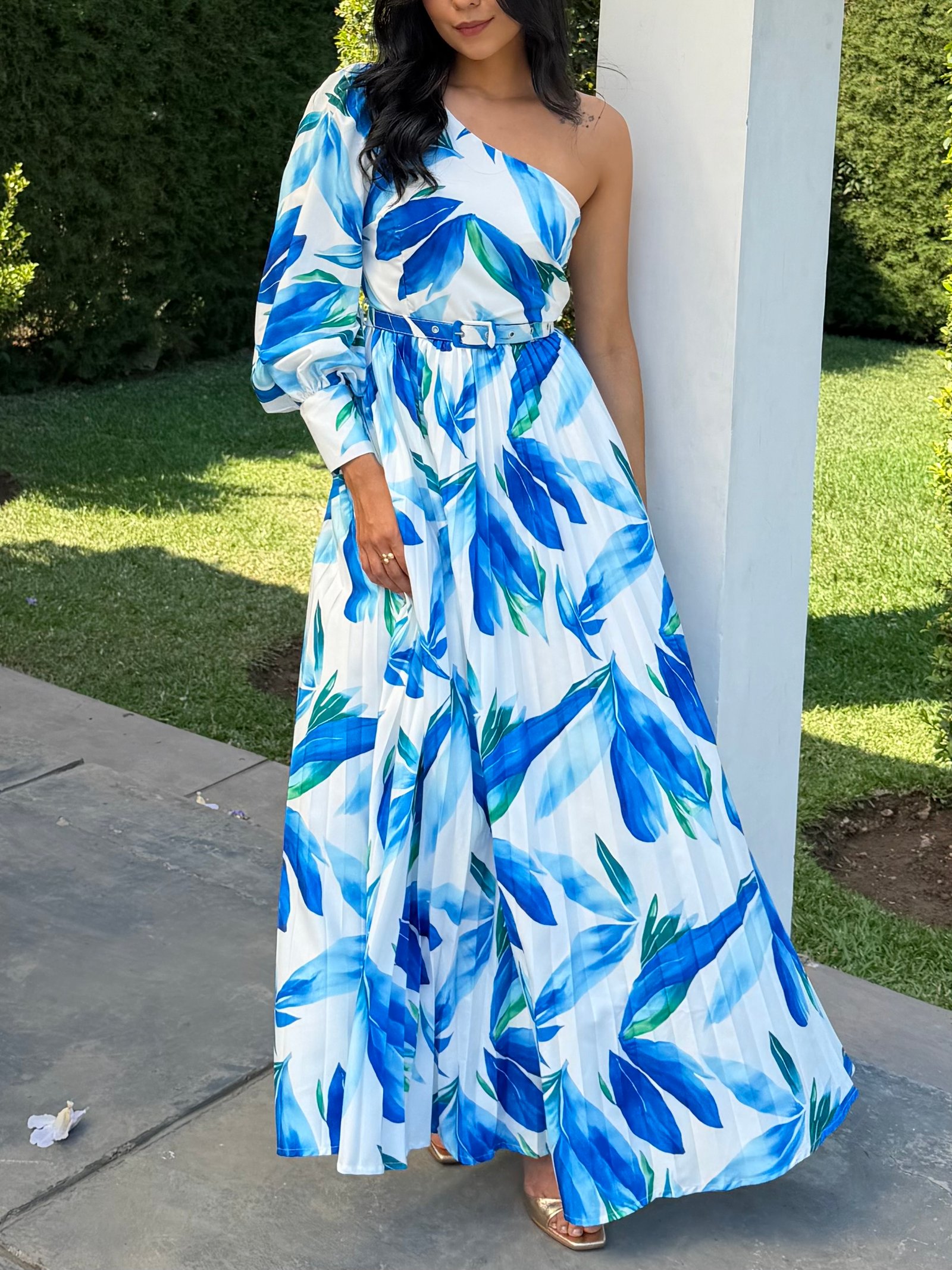 VESTIDO MAXI FLOREADO ONE SHOULDER