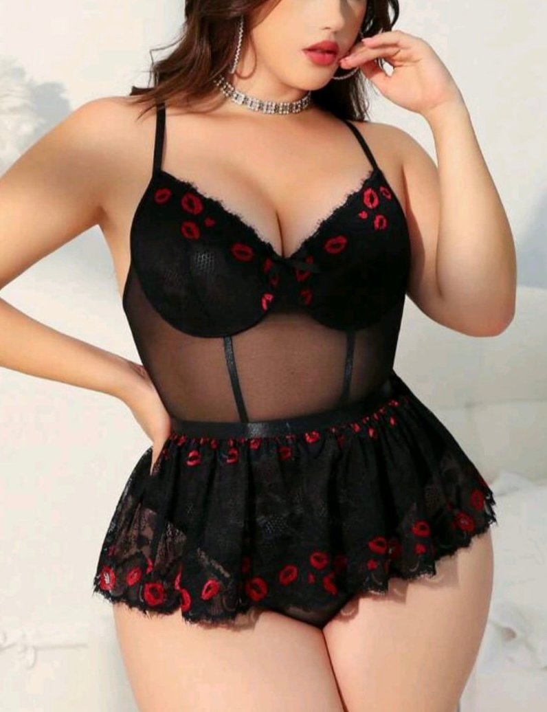 BABYDOLL PLUS NEGRO CON BESOS