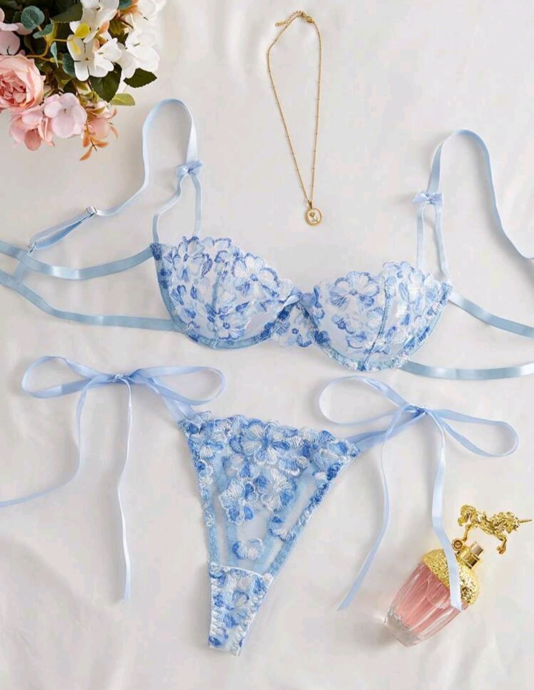 SET DOS PIEZAS FLORAL AZUL