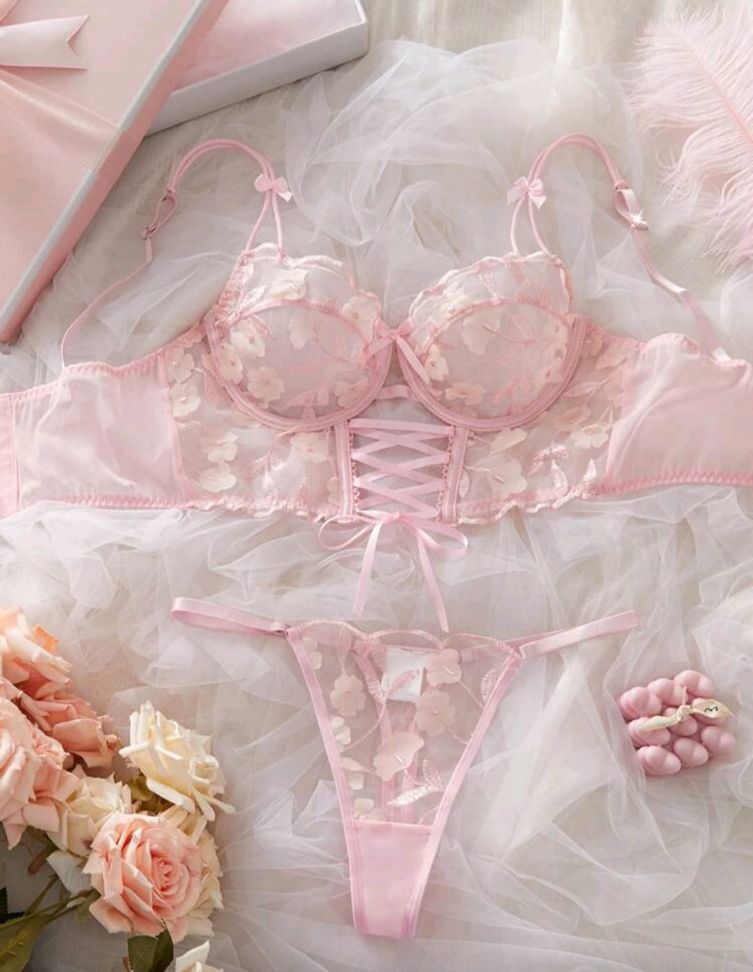SET DOS PIEZAS CORSET BABY PINK TALLA XS