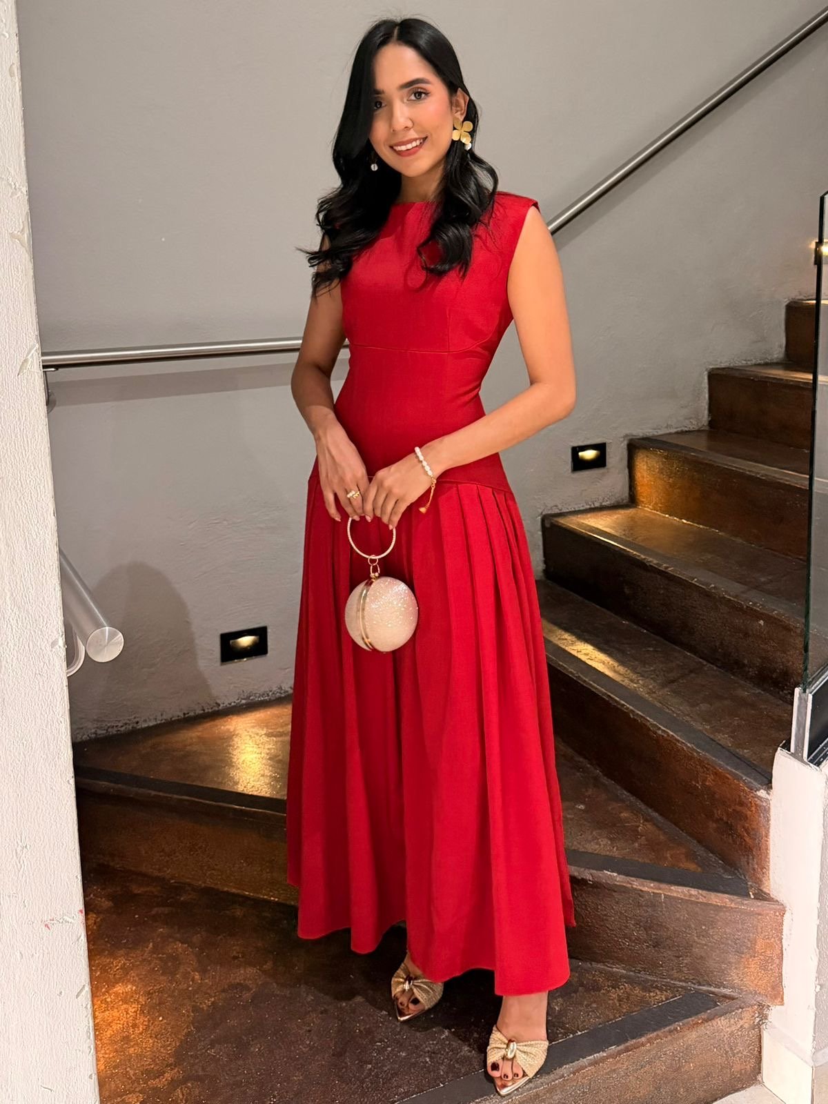 VESTIDO MAXI SIN MANGAS PALETONES ROJO