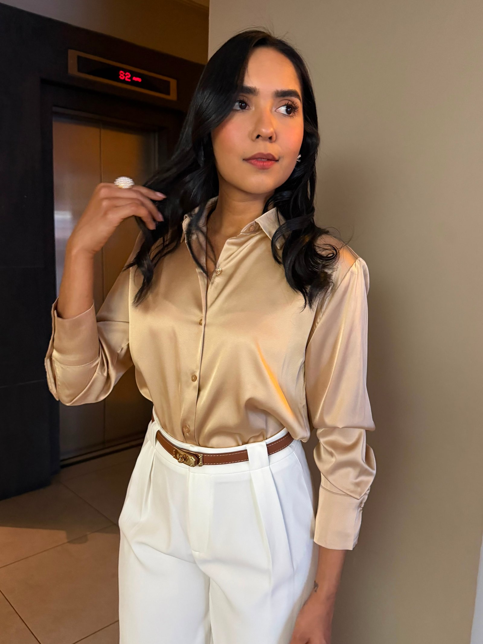 CAMISA SATINADA MANGA LARGA