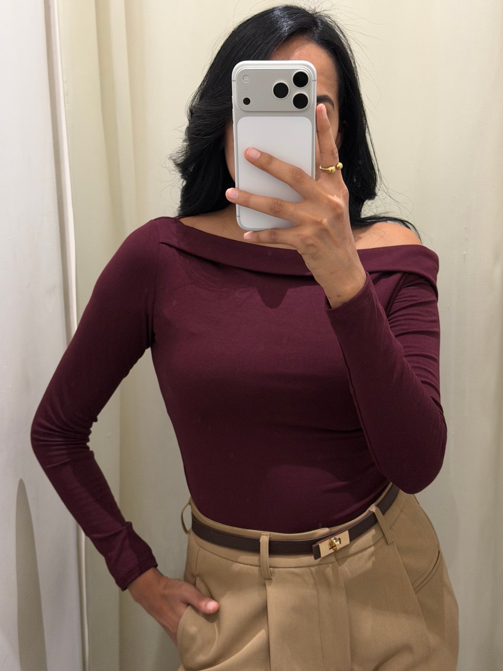 CAMISA OFF SHOULDER BASIC MANGA LARGA