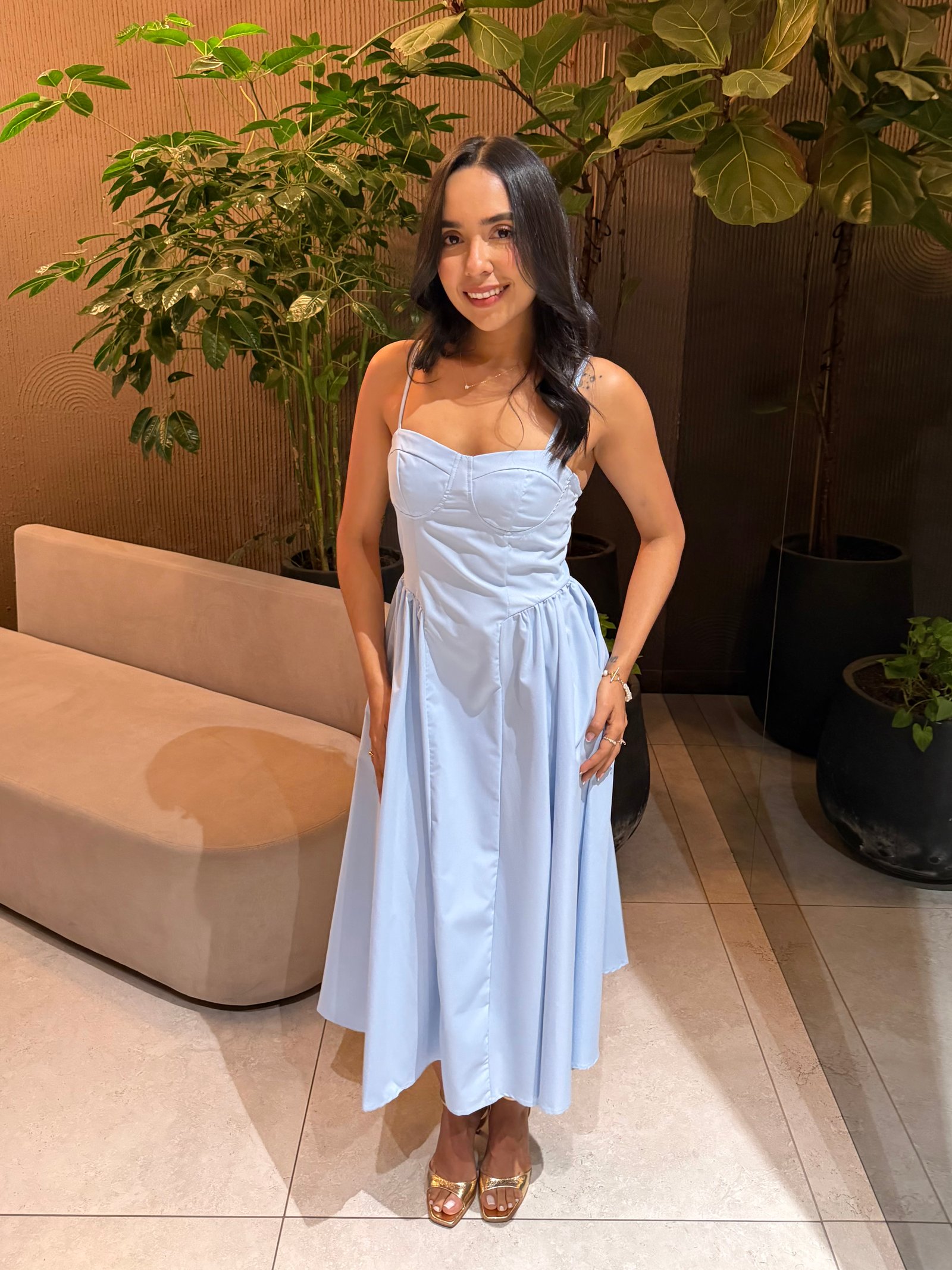 VESTIDO MIDI CORSET BABY BLUE