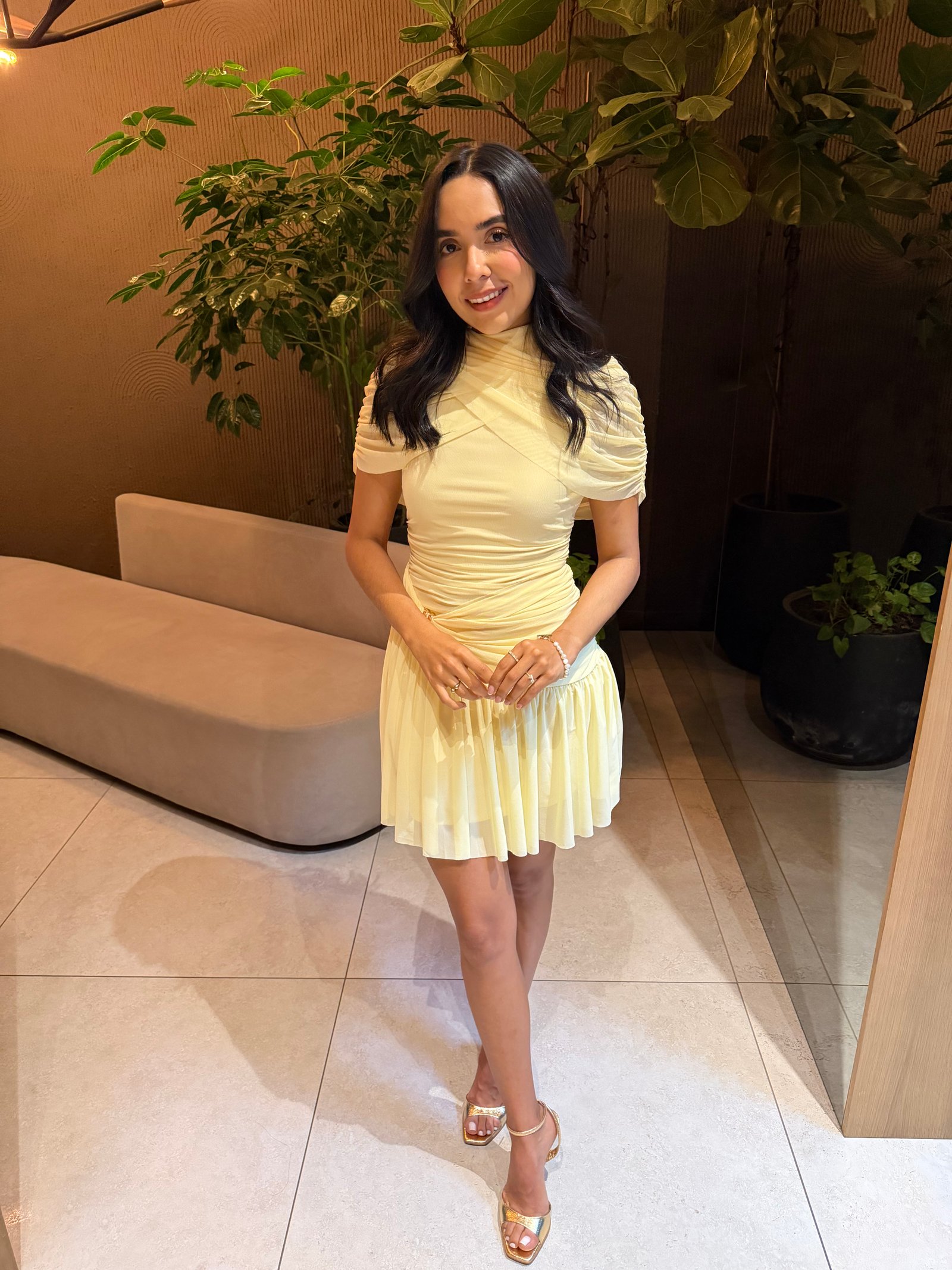 VESTIDO MINI MESH AMARILLO