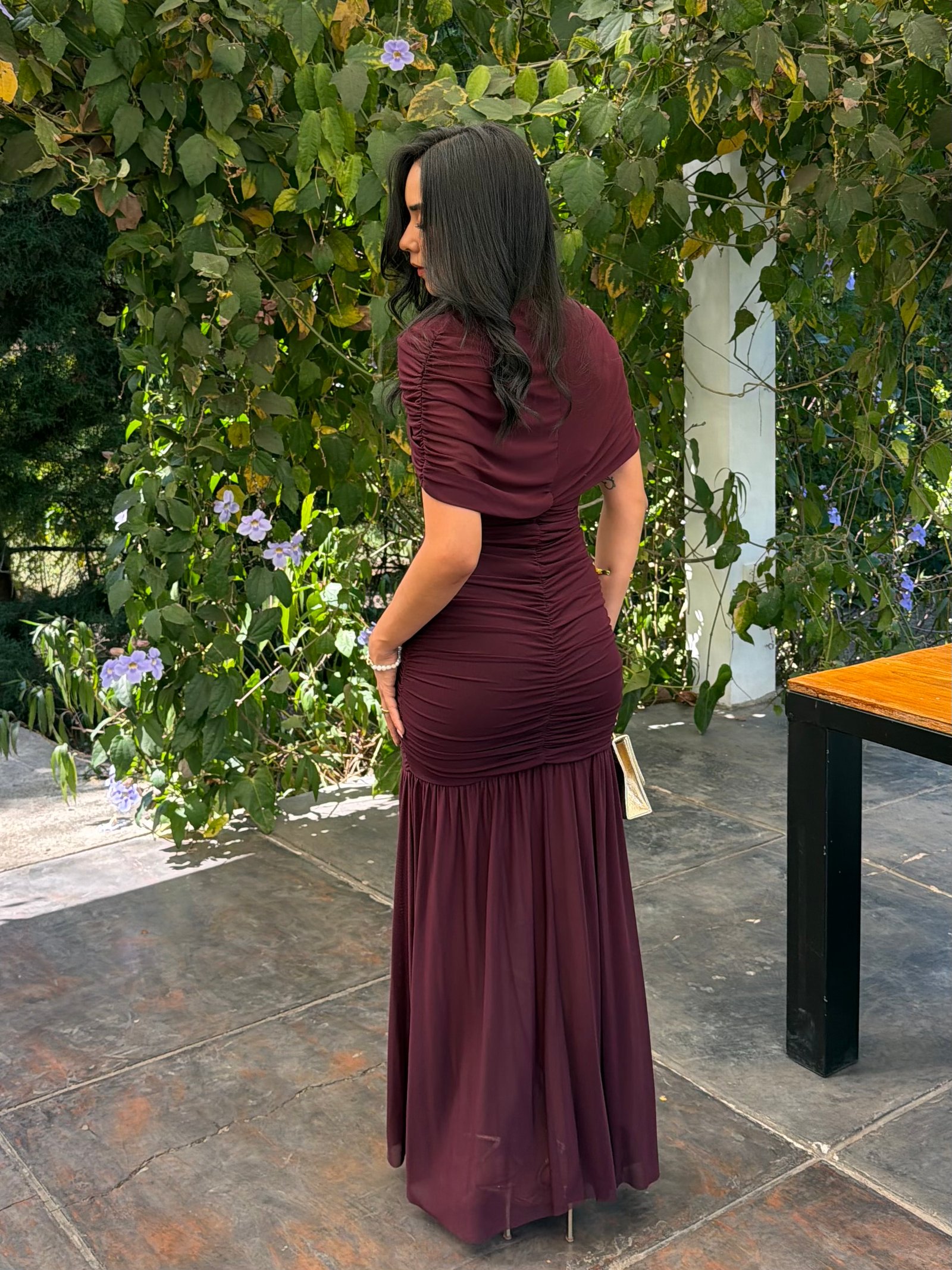 VESTIDO MAXI MESH BEST BURGUNDY