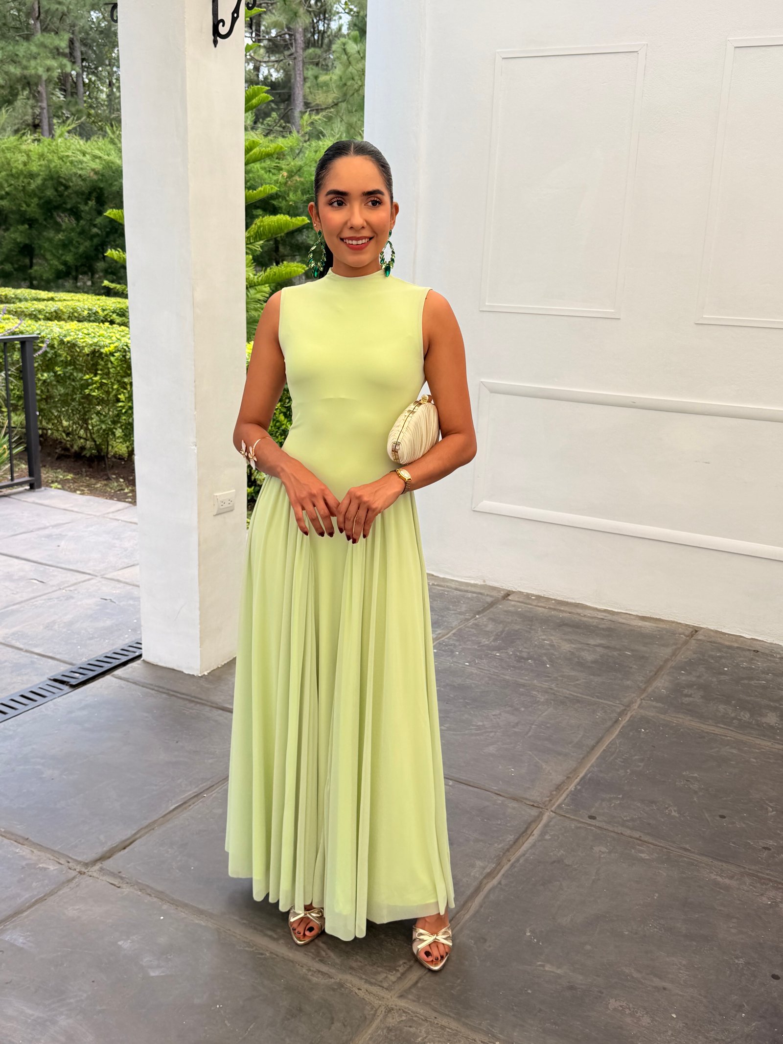 VESTIDO MAXI MESH HALTER VERDE