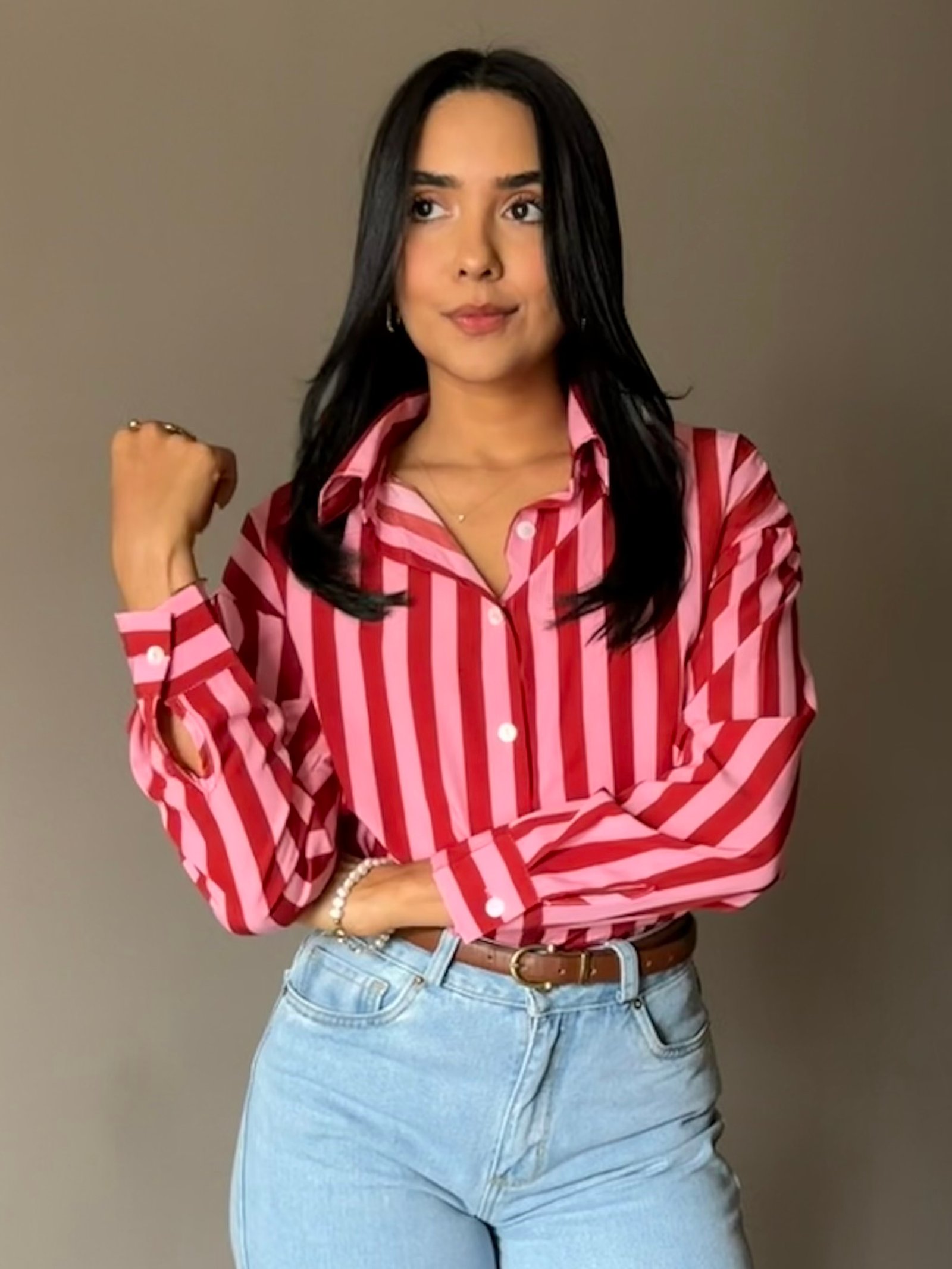 CAMISA RAYADA BICOLOR MANGA LARGA