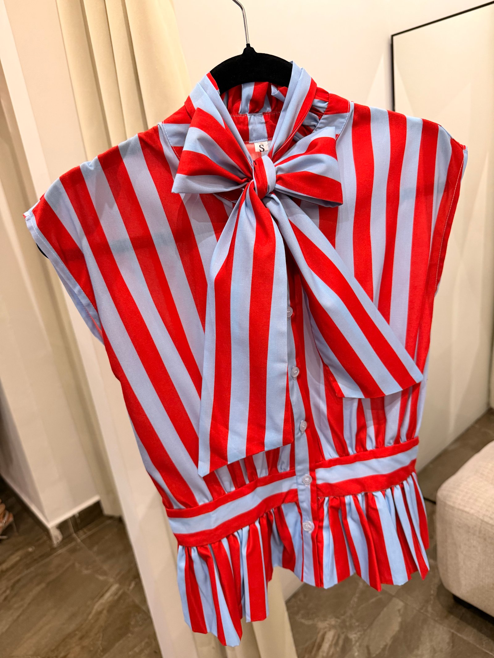 CAMISA RAYDA BICOLOR MANGA CORTA AZUL