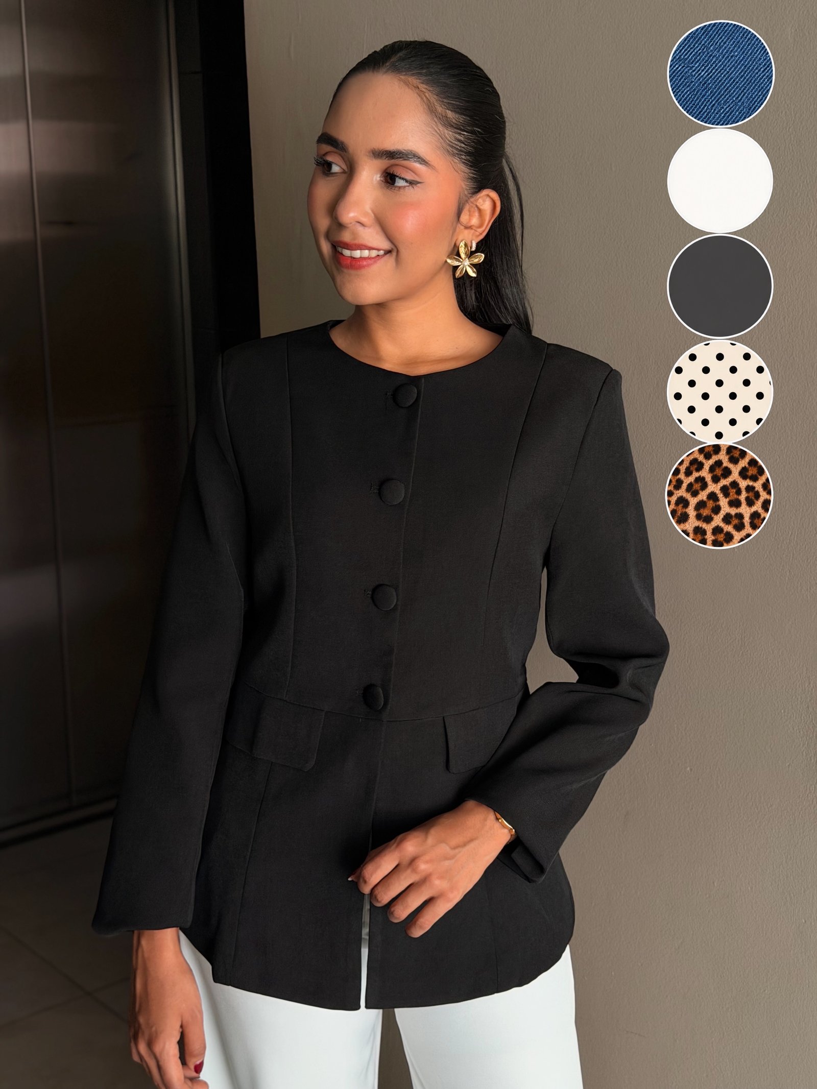 BLAZER HALTER 3 BOTONES NEGRO